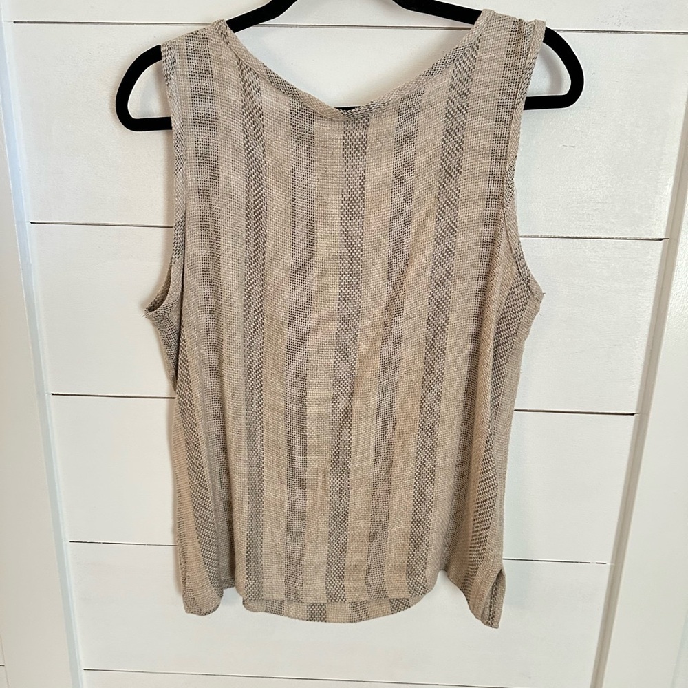 VTG MZM Sport M striped flax linen lagonlook bohemian Y2K 90's vest and jacket - Picture 16 of 16